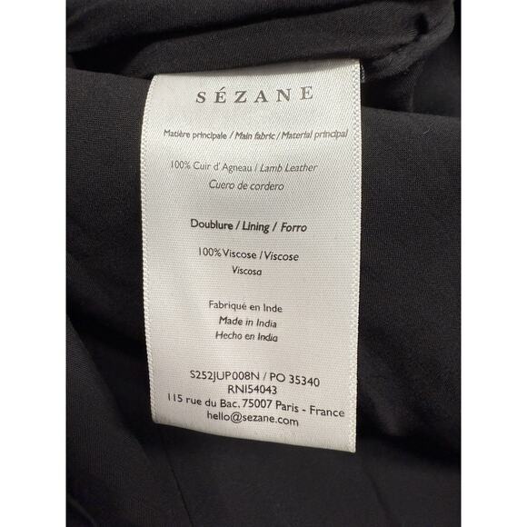 NWT Sezane Yasmine Black Leather Midi A Line Skirt sz 4 US high rise - Picture 10 of 12